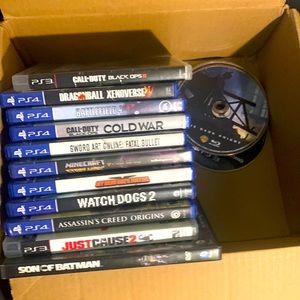 Box Of 19 PlayStation Games And Two DVD Blueray movies